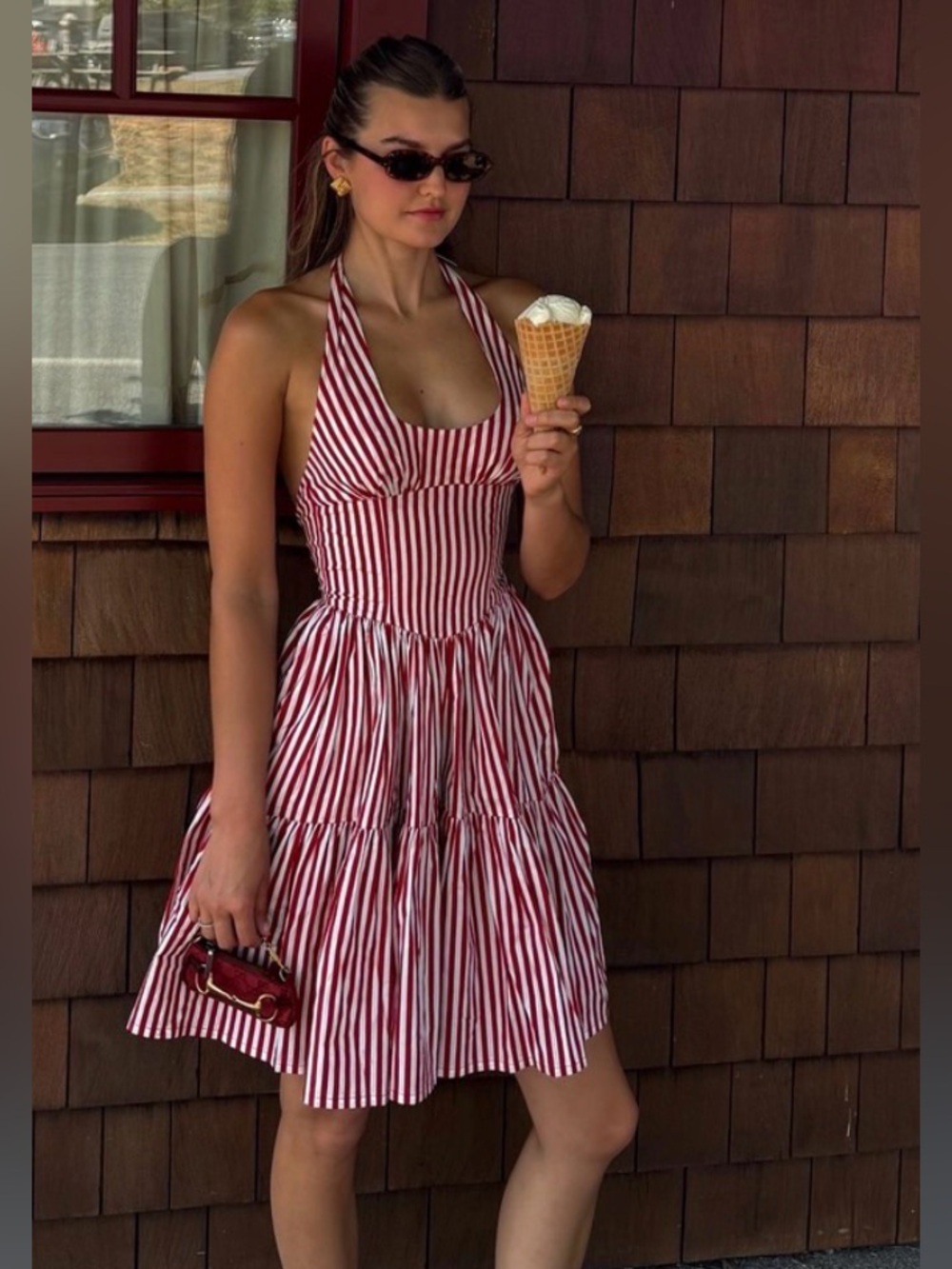 Wild Fae Red & White Striped Halter Sundress